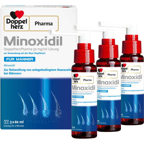 Minoxidil Doppelherzpharma 50 mg/ml Lösung zur Anwendung auf der Haut für Männer (3x60 ml)