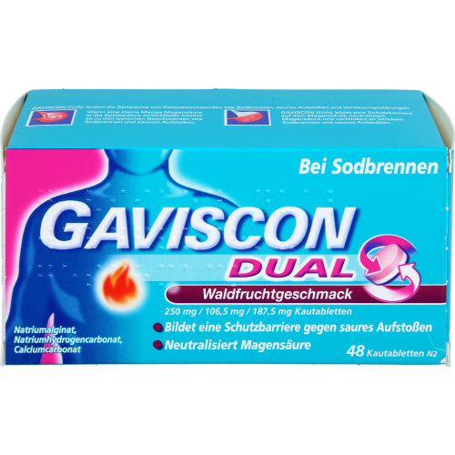 Gaviscon Dual Vild Frugt 250 Mg/106,5 Mg/187,5 Mg (48 stk.ück)