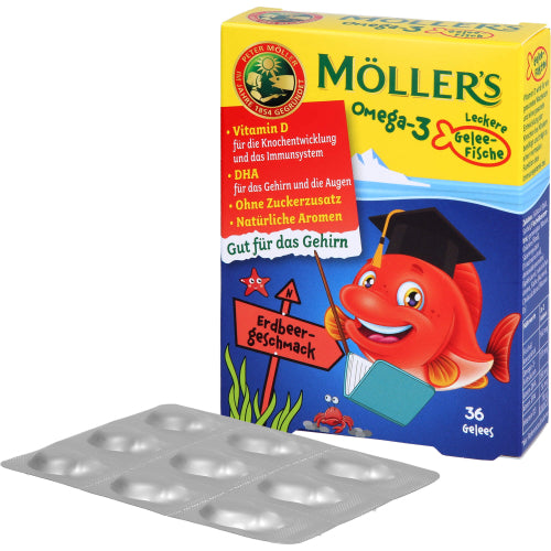 Möller's Omega-3 Gelee Fisch Erdbeere (36 Stück)