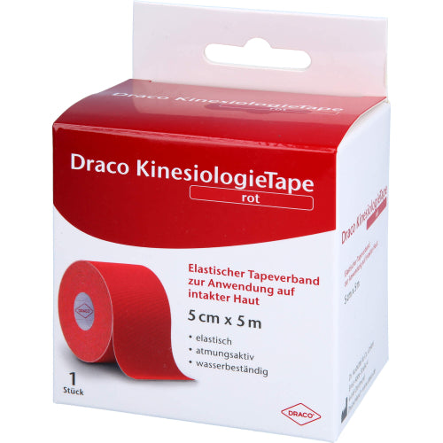 Draco Kinesiologibånd Rød 5 Cm X 5 M (1 stk.ück)