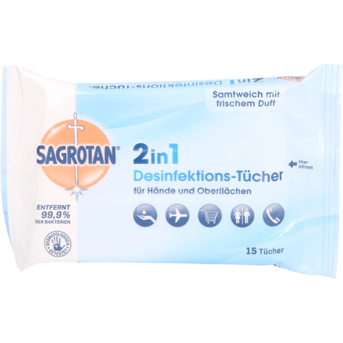 Sagrotan 2IN1 Desinfektionstücher (15 Stk.)
