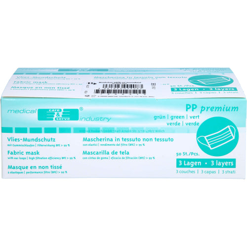 Mund-Nasen-Maske grün Gummiband (50 Stk.)