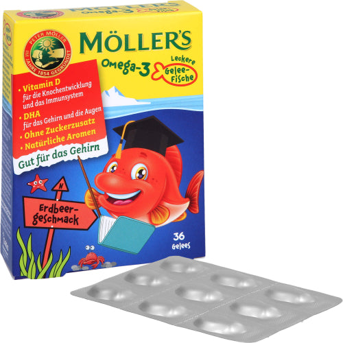 Möller's Omega-3 Gelee Fisch Erdbeere (36 Stück)