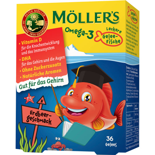 Möller's Omega-3 Gelee Fisch Erdbeere (36 Stück)