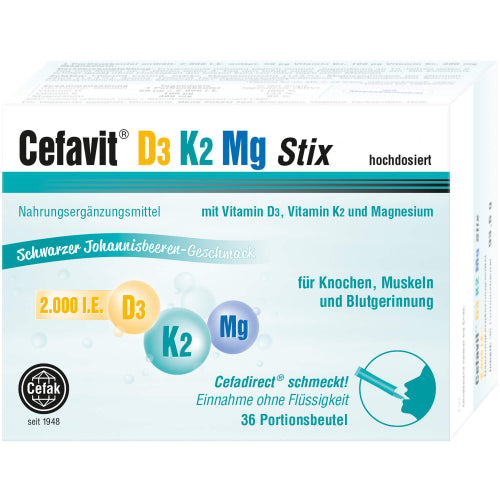 Cefavit D3 K2 Mg 2.000 I.E. Stix (36 Stück)