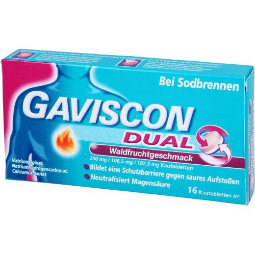 Gaviscon Dual Bærsmag 250 Mg/106.5 Mg/187.5 Mg (16 stk.ück)