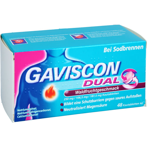 Gaviscon Dual Vild Frugt 250 Mg/106,5 Mg/187,5 Mg (48 stk.ück)