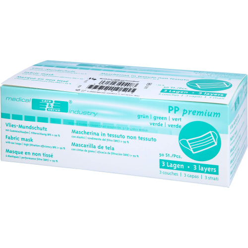 Mund-Nasen-Maske grün Gummiband (50 Stk.)